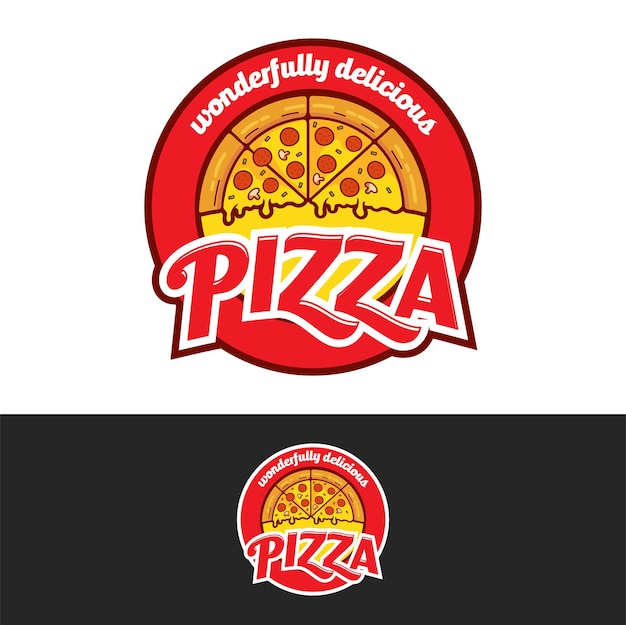 Pizza logo vector modelo de logotipo de pizza emblema vetorial para café restaurante ou serviço de entrega de comida