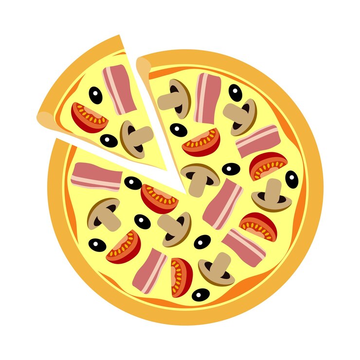 Vetor pizza variada com cogumelos tomates azeitonas e carne