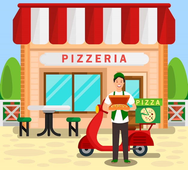 Pizzaria, padaria entrega serviço ilustração