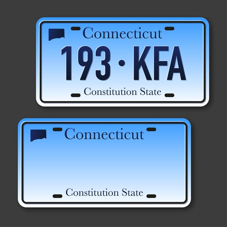 Vetor placa de carro retrô para design de banner estado de connecticut ilustração vetorial isolada conjunto de ícones de negócios