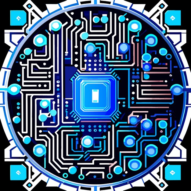 Vetor placa de circuito azul circuito cibernético circuito digital ilustração de vetor de barra qr