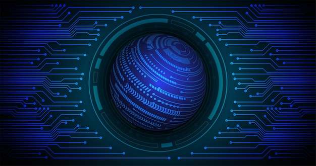 Placa de circuito binário mundial tecnologia futura blue hud cyber security concept background