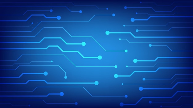 Placa de circuito de tecnologia digital de alta tecnologia ai pad e linhas elétricas em fundo de iluminação azul