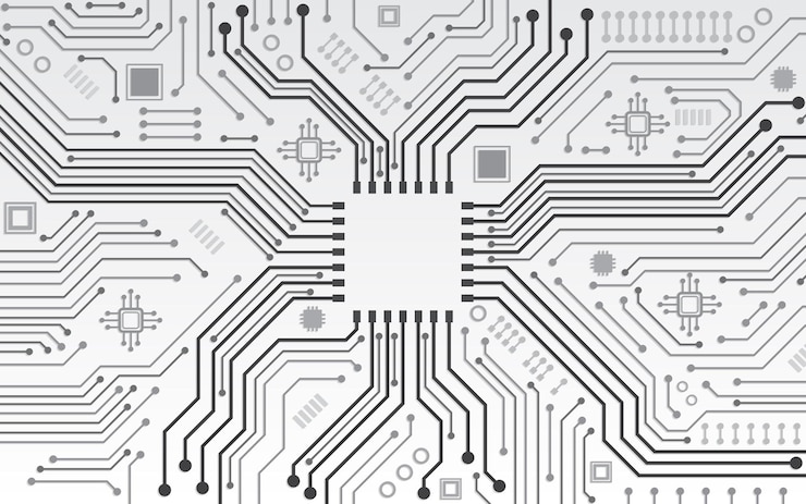 Vetor placa de circuito de tecnologia digital tecnologia digital futurista fundo branco conceito de tecnologia desenho de ilustração vetorial para conceito de fundo e papel de parede