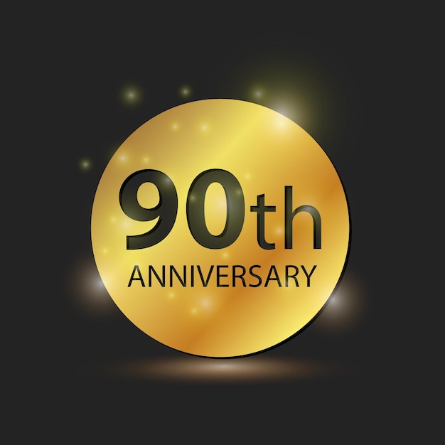 Placa de círculo de ouro celebração do aniversário de 90 anos do logotipo elegante