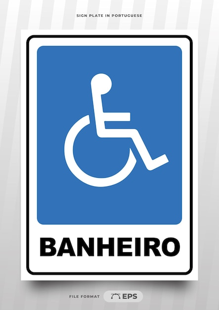 Vetor placa de impressão de banheiro para cadeirantes em português do brasil