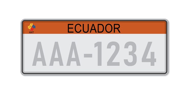 Vetor placa de matrícula do carro licença de registro do veículo do equador tamanhos padrão americano