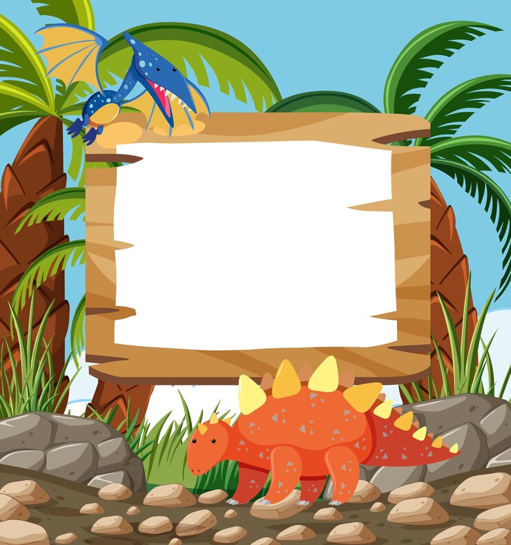 Vetor placa de sinalização da selva de dinossauros
