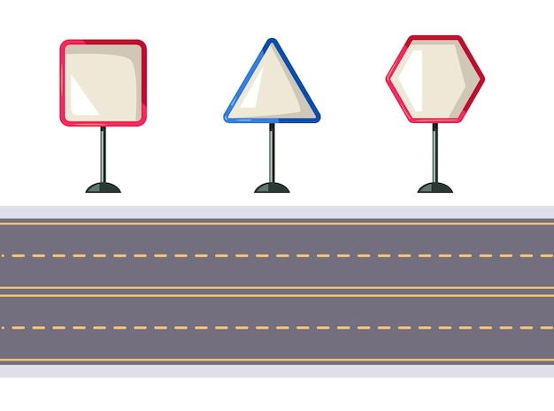 Vetor placa de trânsito estrada estrada sinal de rua isolado conjunto plano ilustração de design gráfico