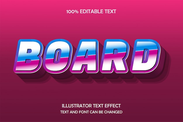 Placa, efeito de texto editável, estilo de gravação rosa azul