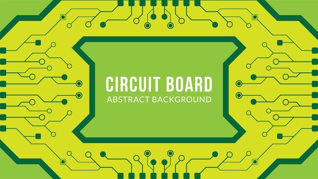 Vetor placa-mãe retro dos desenhos animados ilustração vetorial placa de circuito com forma de árvore eletrônica modelo de design de fundo abstrato tema de cor verde e amarelo