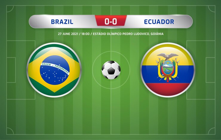 Vetor placar do brasil x equador transmitido torneio da américa do sul de 2021