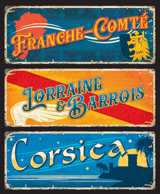 Placas da região de córsega lorena e barrois frança