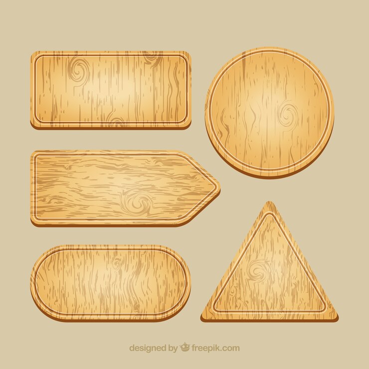 Vetor placas de sinal de madeira embalar