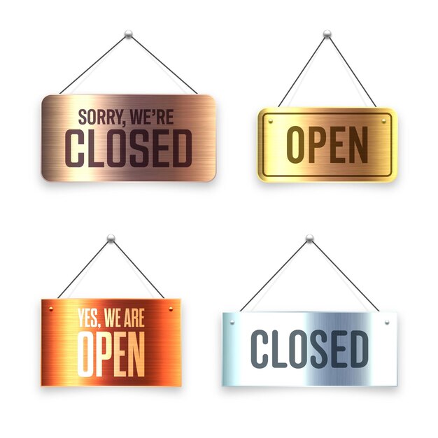 Placas penduradas abertas e fechadas de metal escovado sinal de porta vintage para café, restaurante, bar ou varejo