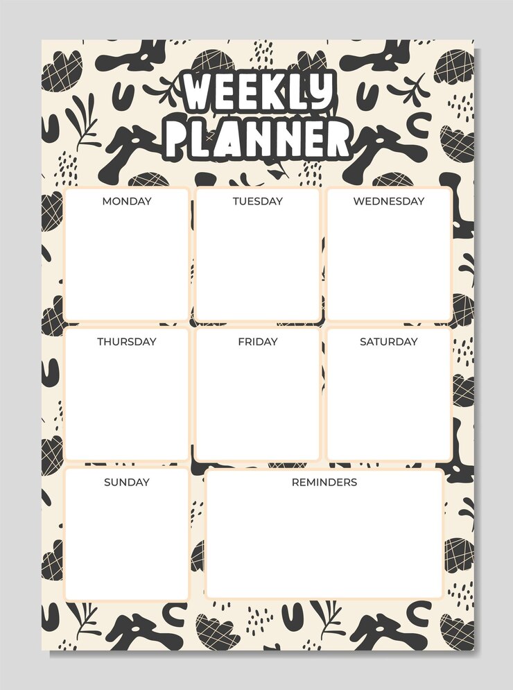 Vetor planejador de lista de verificação semanal, papel de nota, para fazer a lista decorada com flores de desenho animado bonito