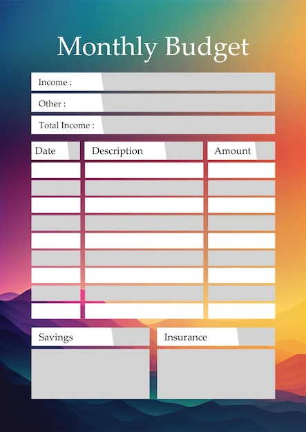 Planejador de orçamento diário Caderno vertical imprimível em branco Planejador de dinheiro Modelo para programação de agenda