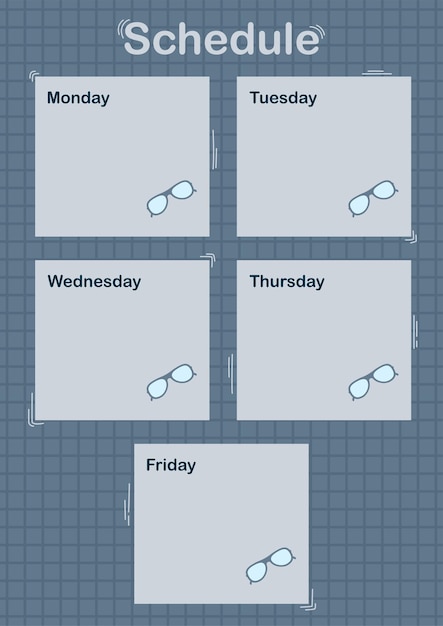 Planejador diário e semanal com óculos