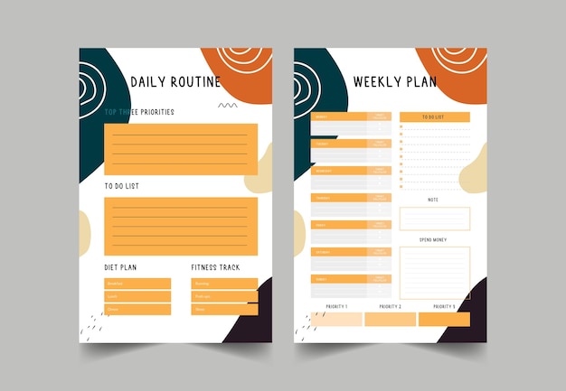 Planejadores minimalistas. Modelo de planejador diário, semanal e mensal. Bullet Journal.