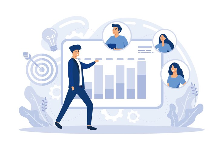 Vetor planejamento do gerente executivo e apresentação de monitoramento a documentação do projeto determina seus objetivos