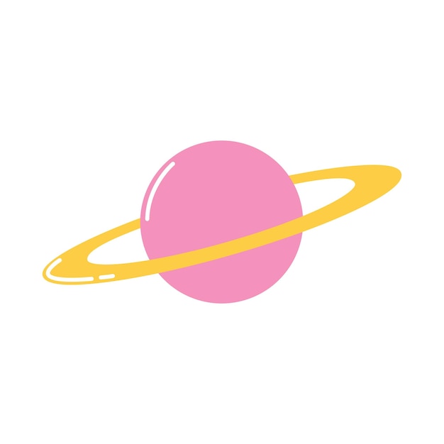 Planeta com anel de saturno vector ilustração simples plana sobre fundo branco