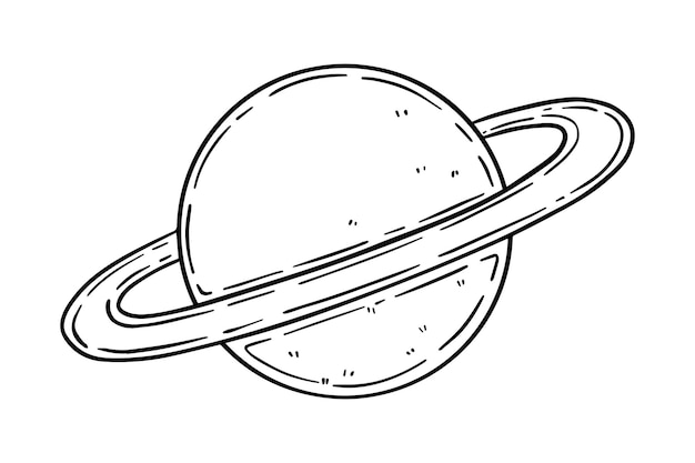 Planeta com um anel ao redor do doodle linear