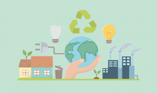 Planeta e salvar o projeto de elementos de energia