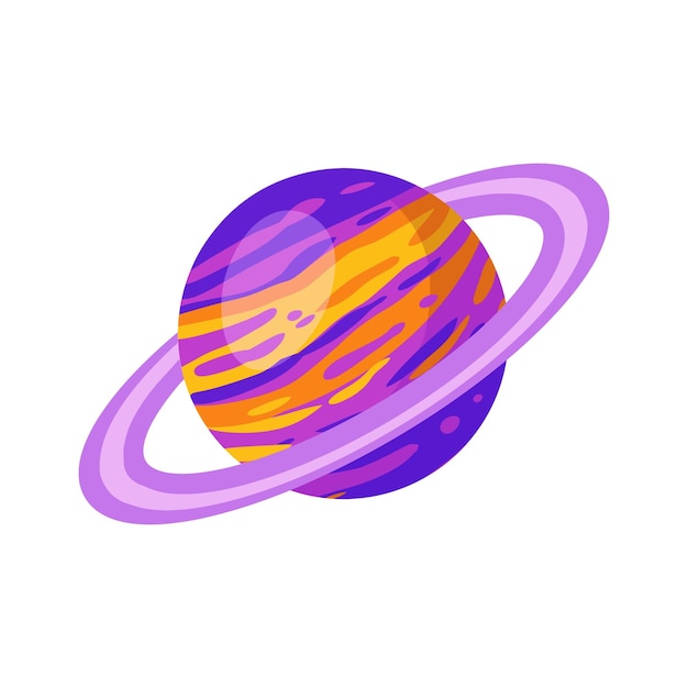 Vetor planeta estilizado saturno imagem vetorial isolada dos desenhos animados imagem do logotipo astronômico ícone de glifo de mídia