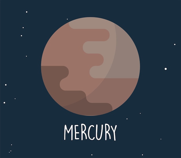 Vetor planeta mercúrio e esfera simples na ilustração vetorial plana de fundo espacial