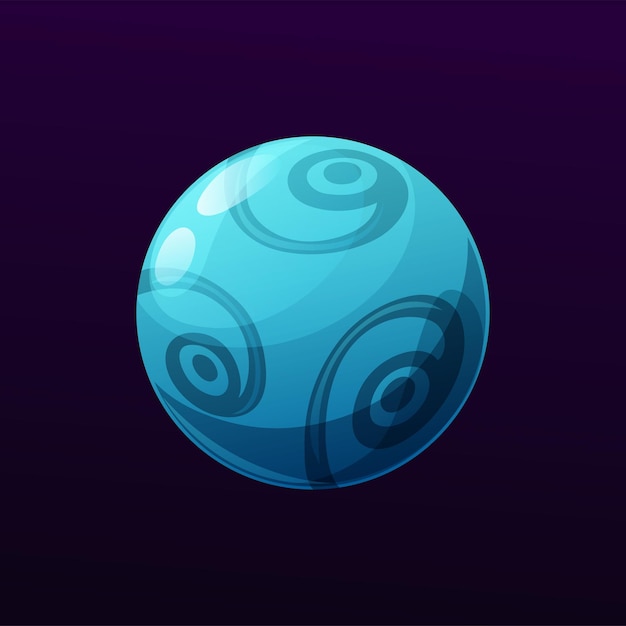 Vetor planeta misterioso azul com objeto de espaço de redemoinhos