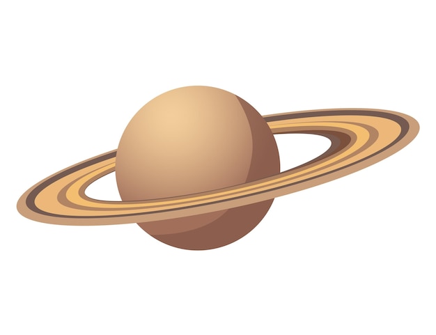 Vetor planeta saturno com anéis coleção planetas do sistema solar ilustração vetorial de estilo de desenho animado isolada em fundo branco