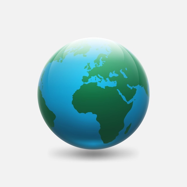Planeta Terra com continentes verdes África e Europa