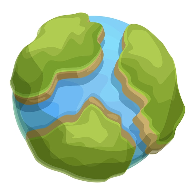 Planeta Terra de desenho animado mostrando continentes e oceanos do espaço