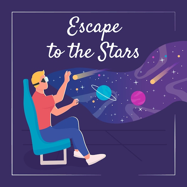 Planetarium vr experience post mockup em mídia social