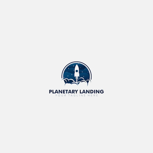 Planetary of land designs de logotipo de foguete moderno