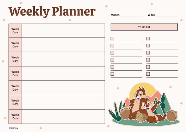 Planificador Semanal de Chip e Dale