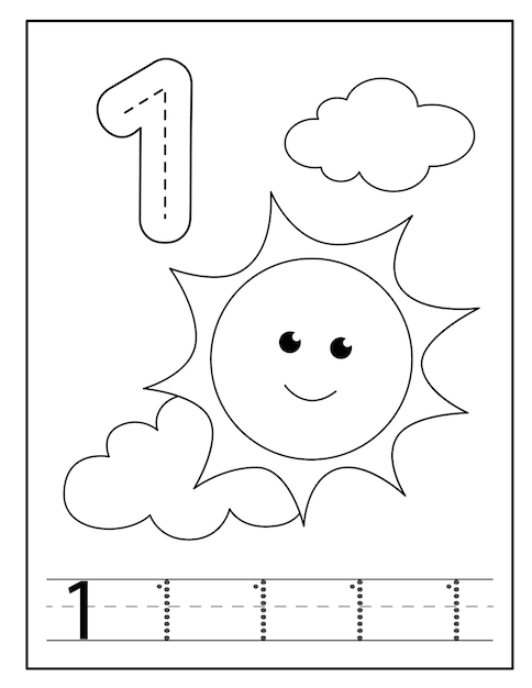 Planilha de colorir números para o jardim de infância