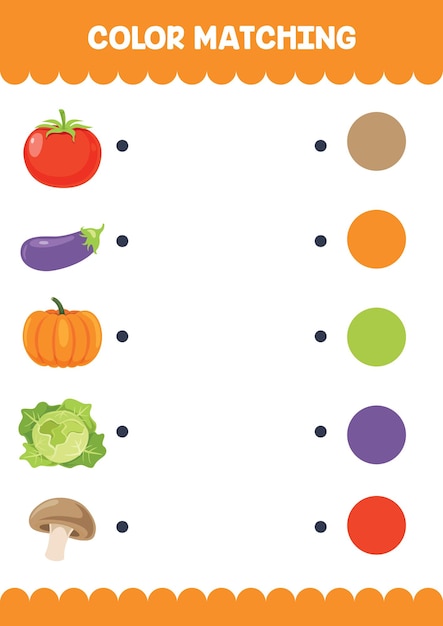 Planilha de correspondência de cores para crianças