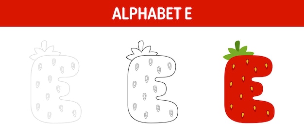 Planilha de desenho e coloração do Alfabeto E para crianças