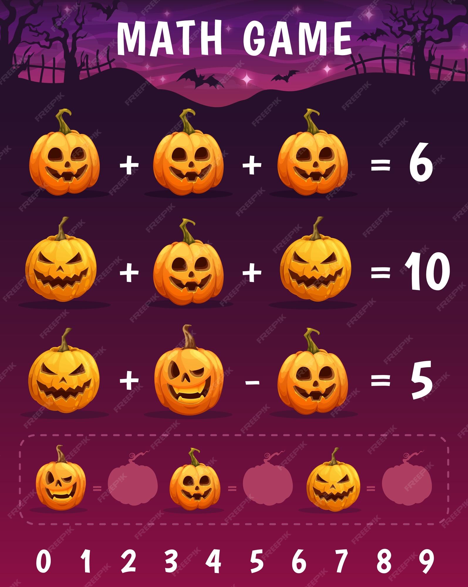 jogo de matemática com bolinhos de halloween bonitos dos desenhos animados.  2248710 Vetor no Vecteezy