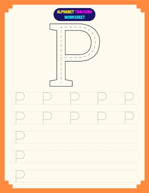 Planilha de rastreamento de alfabeto com letra p