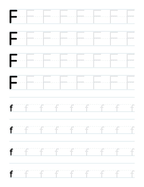 Planilha de rastreamento de letra f para crianças