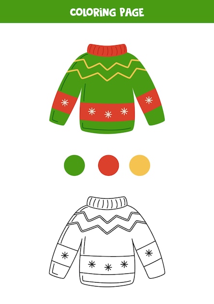 Planilha de suéter de Natal colorido e feio para crianças