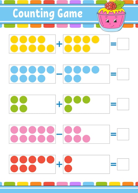 Planilha educacional de adição e subtração