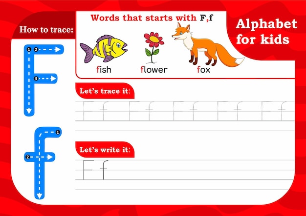 Planilha letra f prática de rastreamento do alfabeto letra f letra f rastreamento de letras maiúsculas e minúsculas