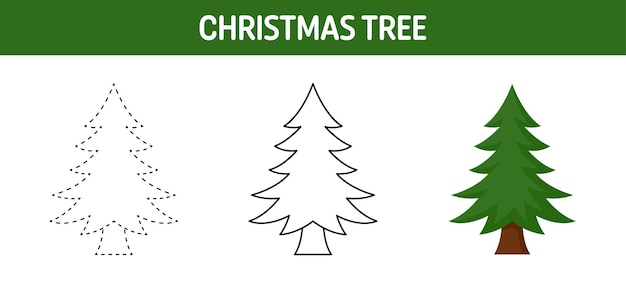 Planilha para desenhar e colorir a árvore de natal para crianças