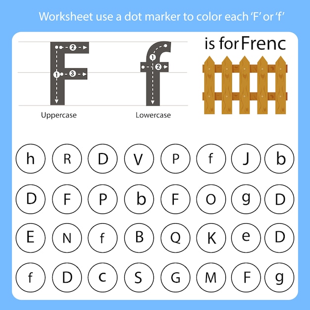 Planilha usar um marcador de pontos para colorir cada f