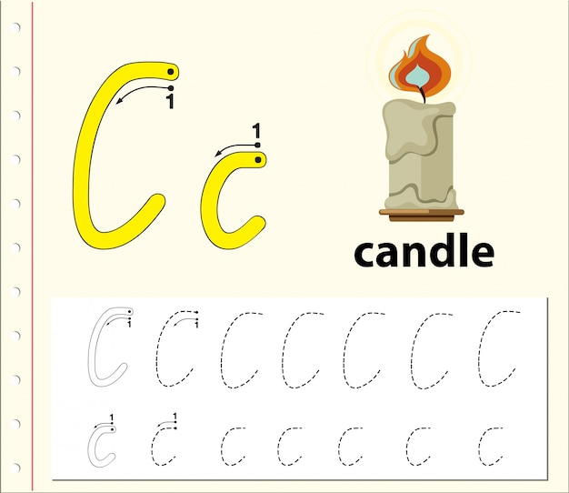 Planilhas de alfabeto de rastreamento da letra c