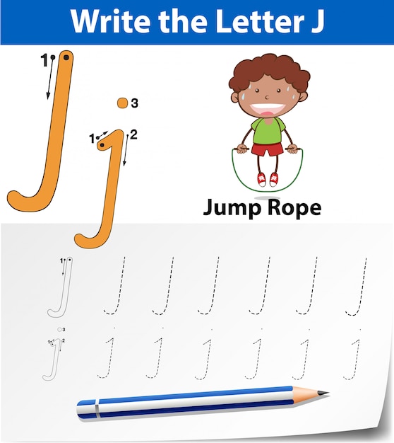 Planilhas de alfabeto de traçado da letra j