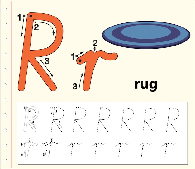 Planilhas de alfabeto de traçado da letra r